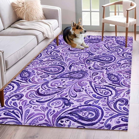 Kitchen Mats for Floor 3x5 Ft, Vintage Purple Non Slip Area Rugs for Kitchen Bedroom Entryway, Retro Botanical Abstract Art Washable Carpet Runner Rug Floor Mats for Bedroom Home Decor