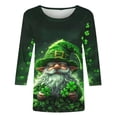 thumbnail image 2 of TaTaai St. Patrick's Day Women's Casual Print Round Neck 3/4 Sleeve T-Shirt Loose Top Gift, 2 of 5