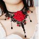 thumbnail image 1 of Collar gótico Lolita de estilo oscuro, collar gargantilla de cadena de clavícula con rosa vintage para mujer, 1 of 5