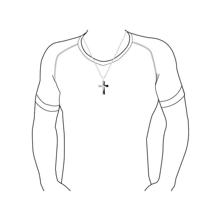 YL Men's Crucifix Necklace - Stainless Steel Jesus Cross Pendant With 24 Inch Chain