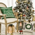 thumbnail image 3 of Sm:)e Merry Christmas Trees Mottos Green Throw Pillow Covers, 18 x 18 Inch Hello Winter Let it Snow Holiday Cushion Case Decoration for Sofa Couch Set of 4, 3 of 5