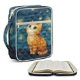 thumbnail image 2 of Xixirimido Bible Cover, Bible Carrying Book Case for Women Men, Multi-pocket Protective Church Organizer Bag with Handle Christian Gift, Cut Cat Starry Night, 2 of 7