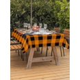 thumbnail image 2 of Outdoor Tablecloth with Umbrella Hole and Zipper, Halloween Rectangle Table Cloth 54x80 Inch Waterproof Tablecloth, Horror Pumpkin Crow Skull Orange Black Checkered Picnic Table Cover for Patio, 2 of 7