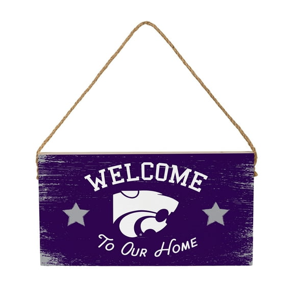 Kansas State Wildcats 6" x 11" Welcome Home Wood Wall Sign with Rope Hanger