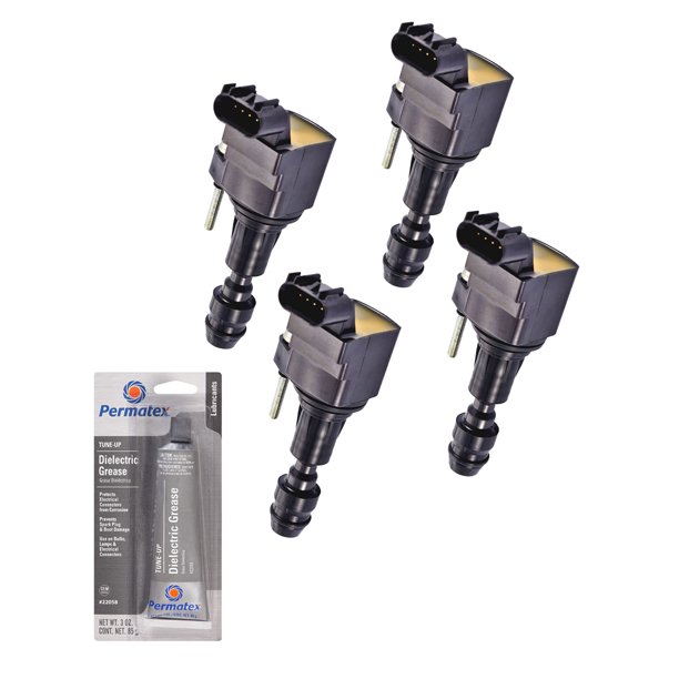Set of 4 Ignition Coils and Permatex 22058 Dielectric TuneUp Grease