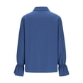 thumbnail image 6 of Blouses for Women Dressy Casual Long Sleeve Button Down Shirts Vintage Spring Fall Blouses Long Sleeve Tops Navy M, 6 of 7