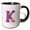 Black/White, variant on 3drose, Alluring Letter K. Gorgeous Colorful Spring Flowers Artsy Gift, 11oz Two-tone Green Mug