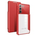 thumbnail image 1 of SaniMore for Samsung Galaxy S22 Case Transparent PC & Soft TPU Built-in Electroplated Lens Ring, Magnetic Flip Cover with Card Slot & Kickstand Shockproof Protective Shell, Red, 1 of 8