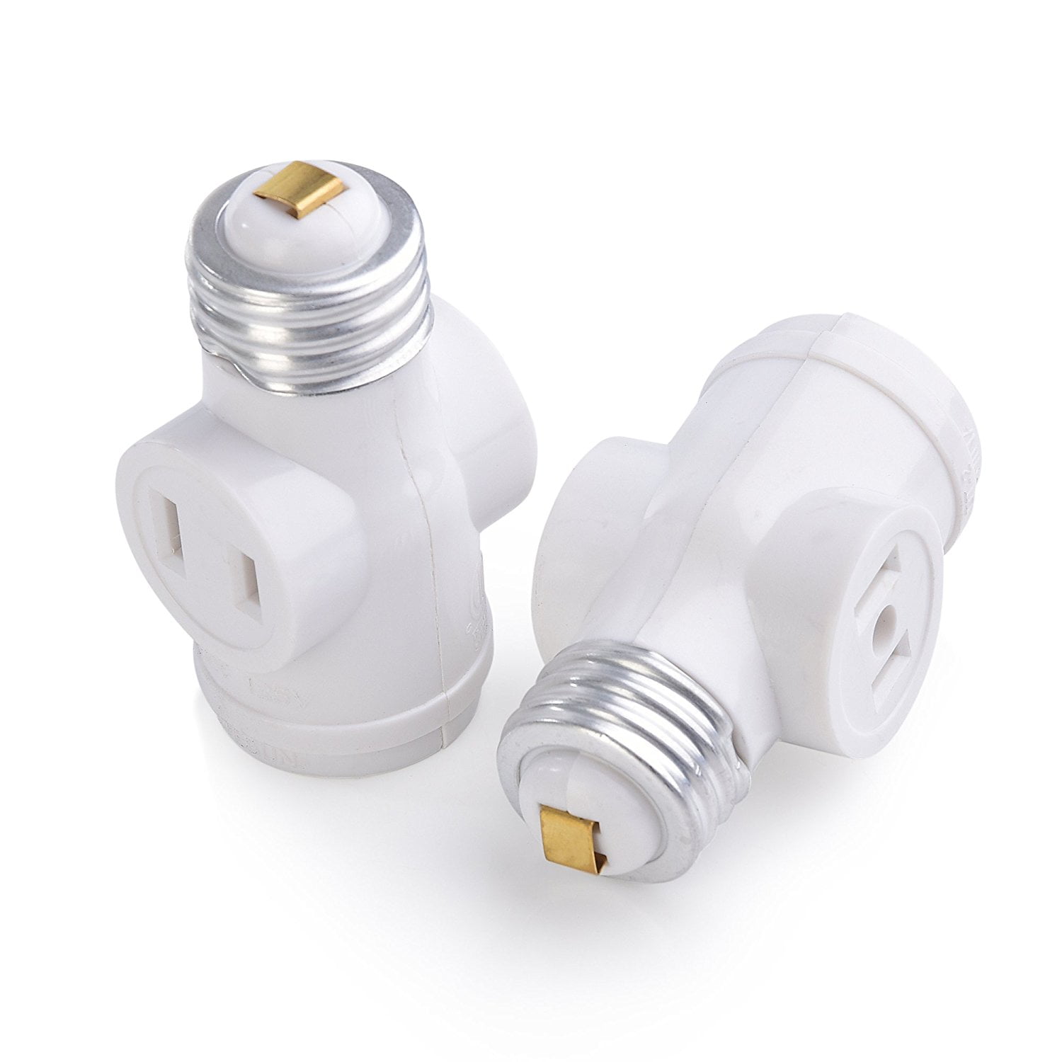 Cable Matters 2-Pack Light Socket Adapter with 2X AC Outlets in White 400022 Light Bulb Socket Outlet