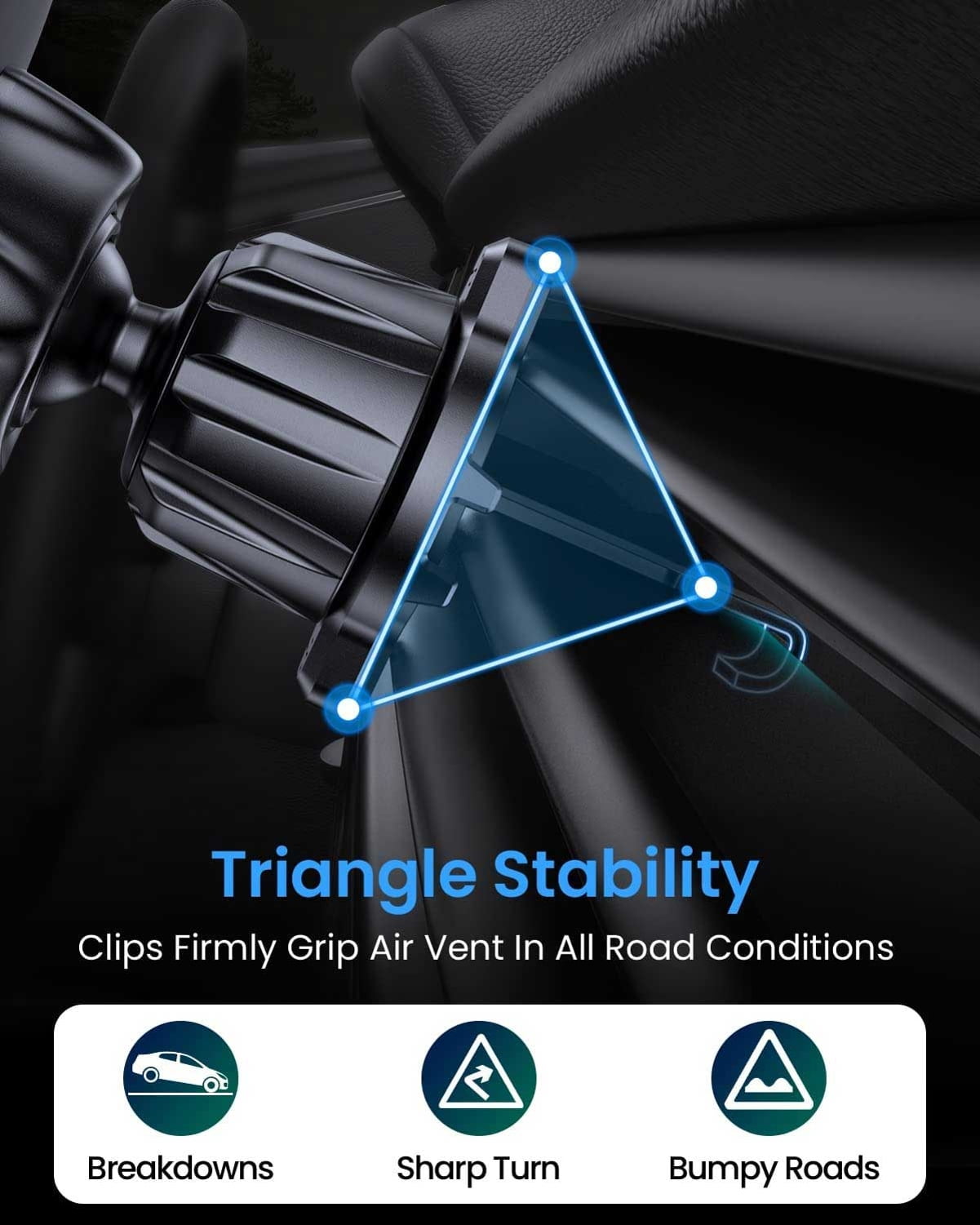 Air Vent Car Mount for iPhone 16/Pro/Max/Plus - Phone Holder Swivel Cradle Strong Grip AC Louver