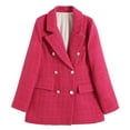 thumbnail image 3 of Casual Tweed Blazers for Women 2025 Long Sleeve Notch Lapel Collar Double Business Casual Work Office Jacket, 3 of 8
