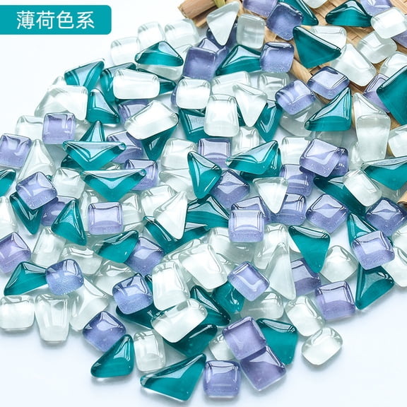 XmhyTop-A Irregular Glitter Glass Mosaic Tiles 200g Bulk Resin Mosaic Pieces for DIY Art Crafts,Tiles for Cups Picture Frames Home Decor,Multicolored 03