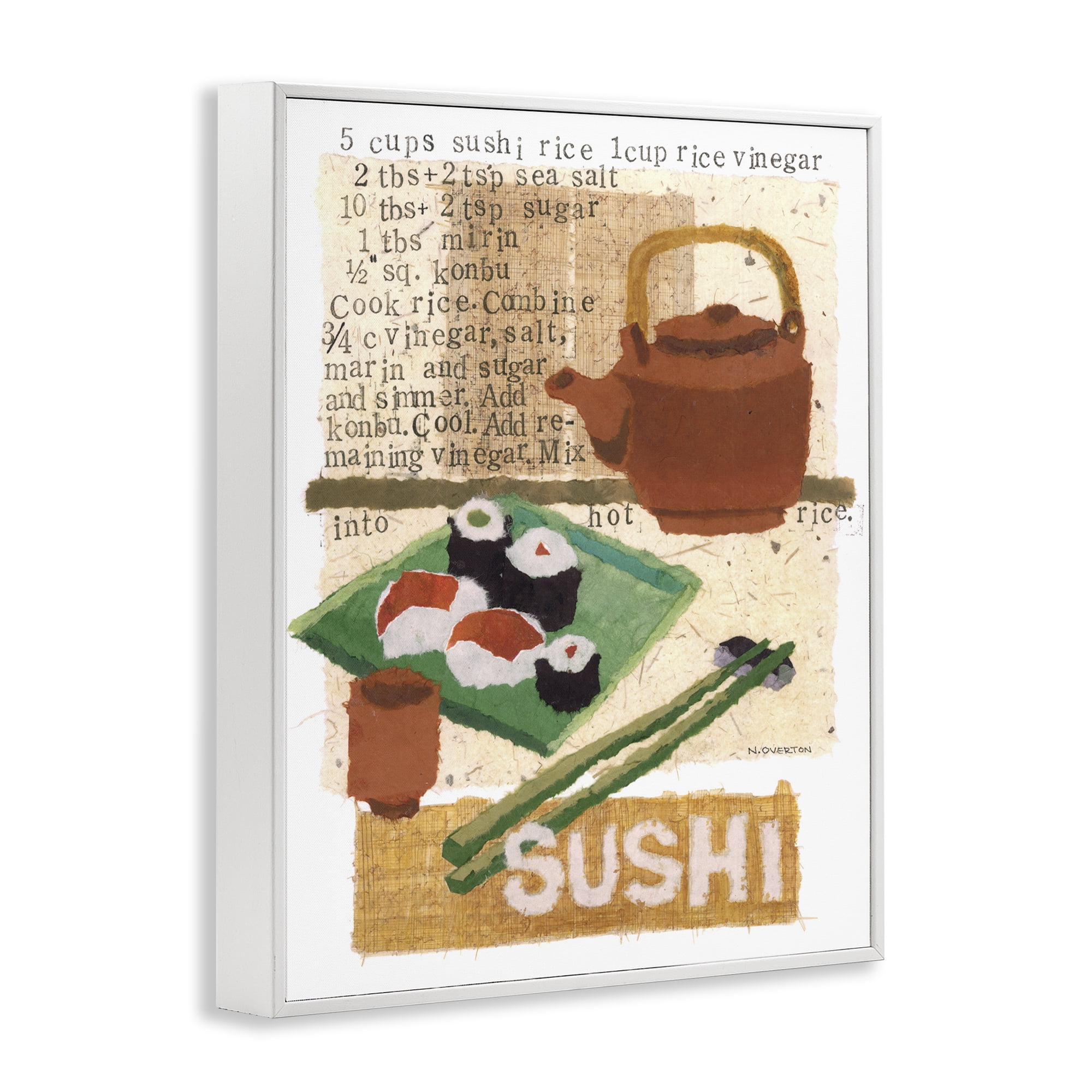 Stupell Industries Traditional Sushi Recipe Food & Beverage Painting White Framed Art Print Wall Art, 16 x 20