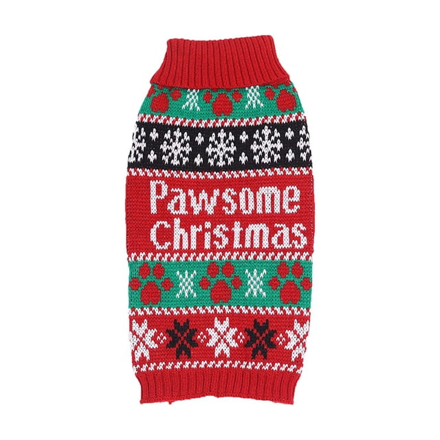 Chandail Flocon de Neige P.a.w Chat d'Halloween Rouge Noir Vert Couleurs Cla.sh Col Rabattu pour Chiens de Compagnie