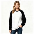 thumbnail image 2 of Color Block Fleece Sweatshirts for Women, Crewneck Long Sleeve Basic Tees, Women'sSize S-2XL, 2 of 4