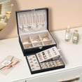 thumbnail image 3 of Joyero para mujeres, niñas, esposas, regalo ideal, organizador de joyas de doble capa, exhibición de aretes, pulseras, anillos, collares, estuche de almacenamiento de joyas con forro de, 3 of 6