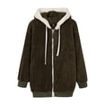 thumbnail image 4 of Baberdicy Fleece Jacket Women's Autumn and Winter New Casual Fashion Loose Plush Zipper Hooded Coat Fleece Jacket Army Green, 4 of 4