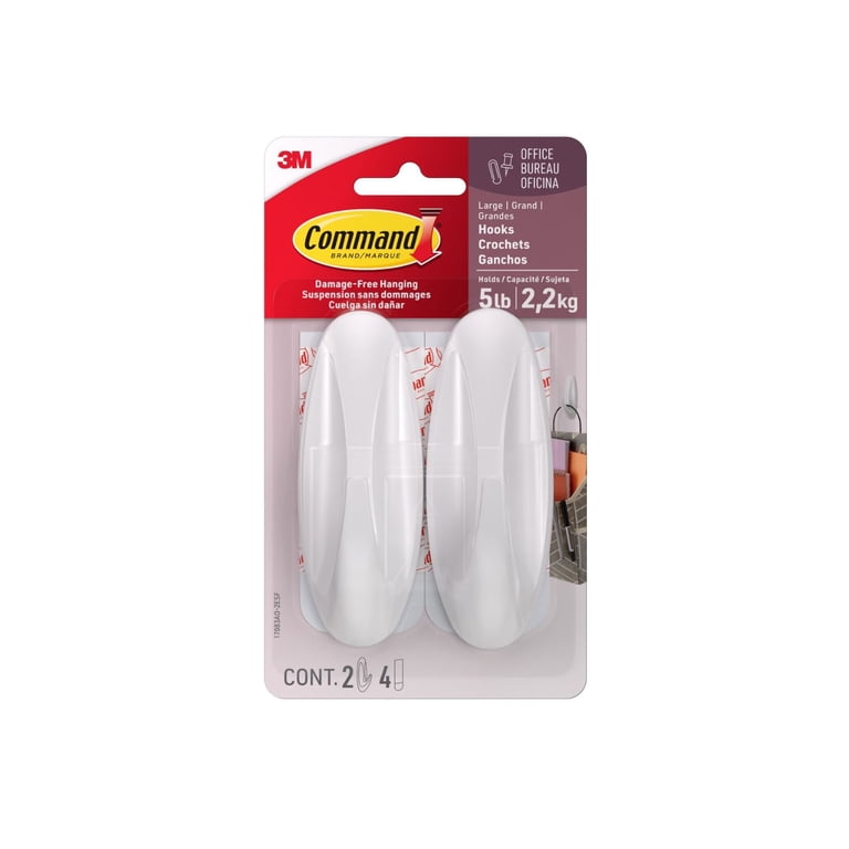 Command Designer Hooks, Large, White, 2 Hooks photo 1