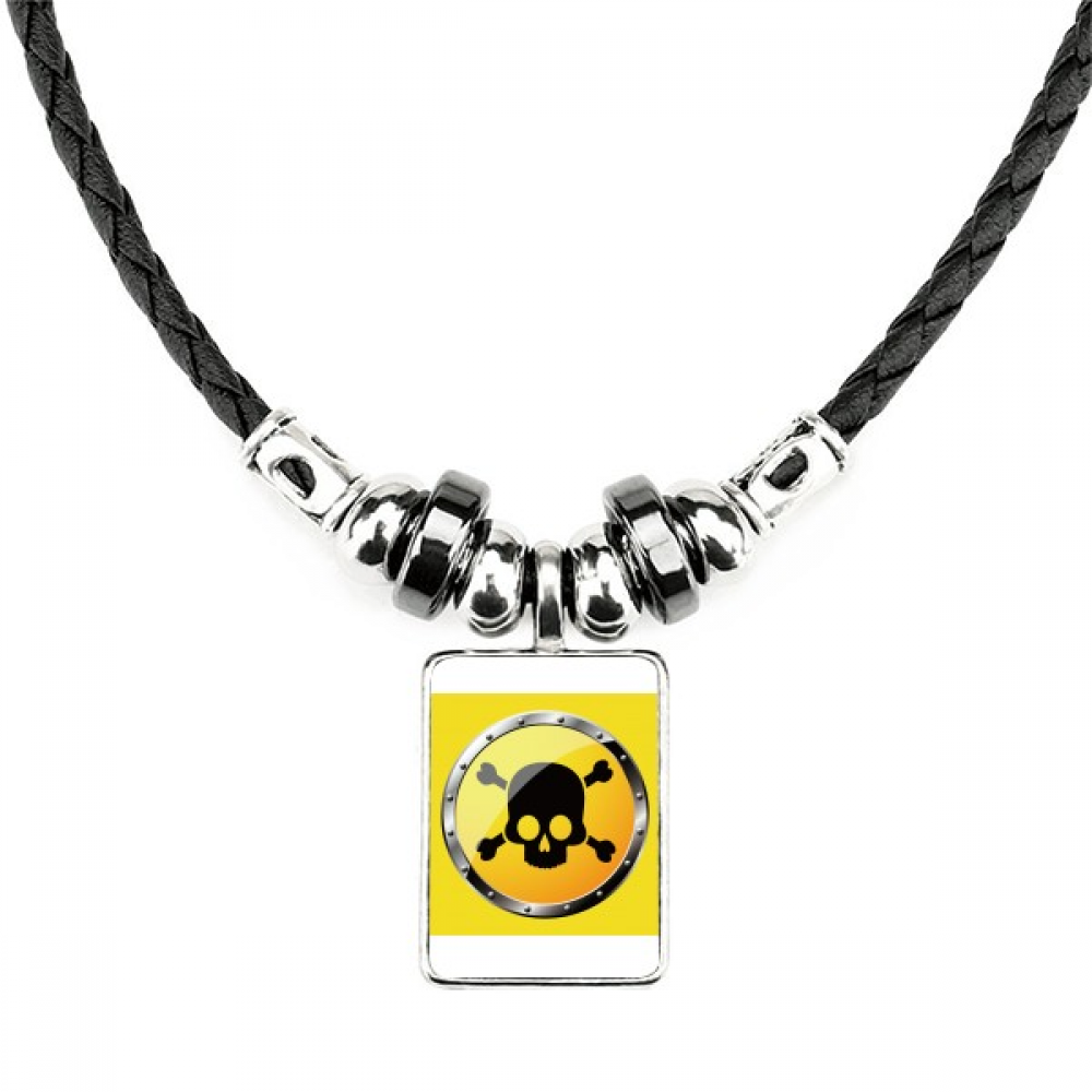 Logo Yellow Background Lethal Substance Necklace Jewelry Torque Leather