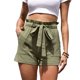 thumbnail image 1 of Pantalones cortos verdes de cintura alta XL para mujer, estilo informal de verano, bolsillos, de color puro, 1 of 6