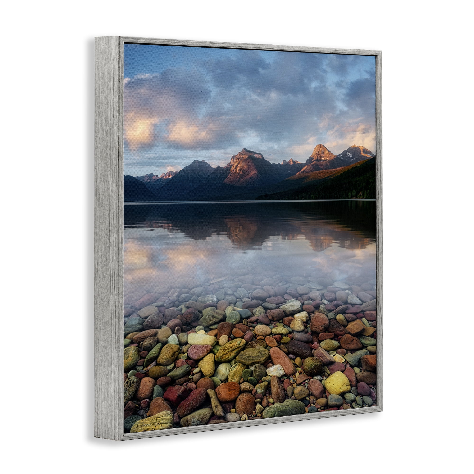 Stupell Industries Clear Water Pebbles Landscape Photography Gray Framed Art Print Wall Art, 16 x 20