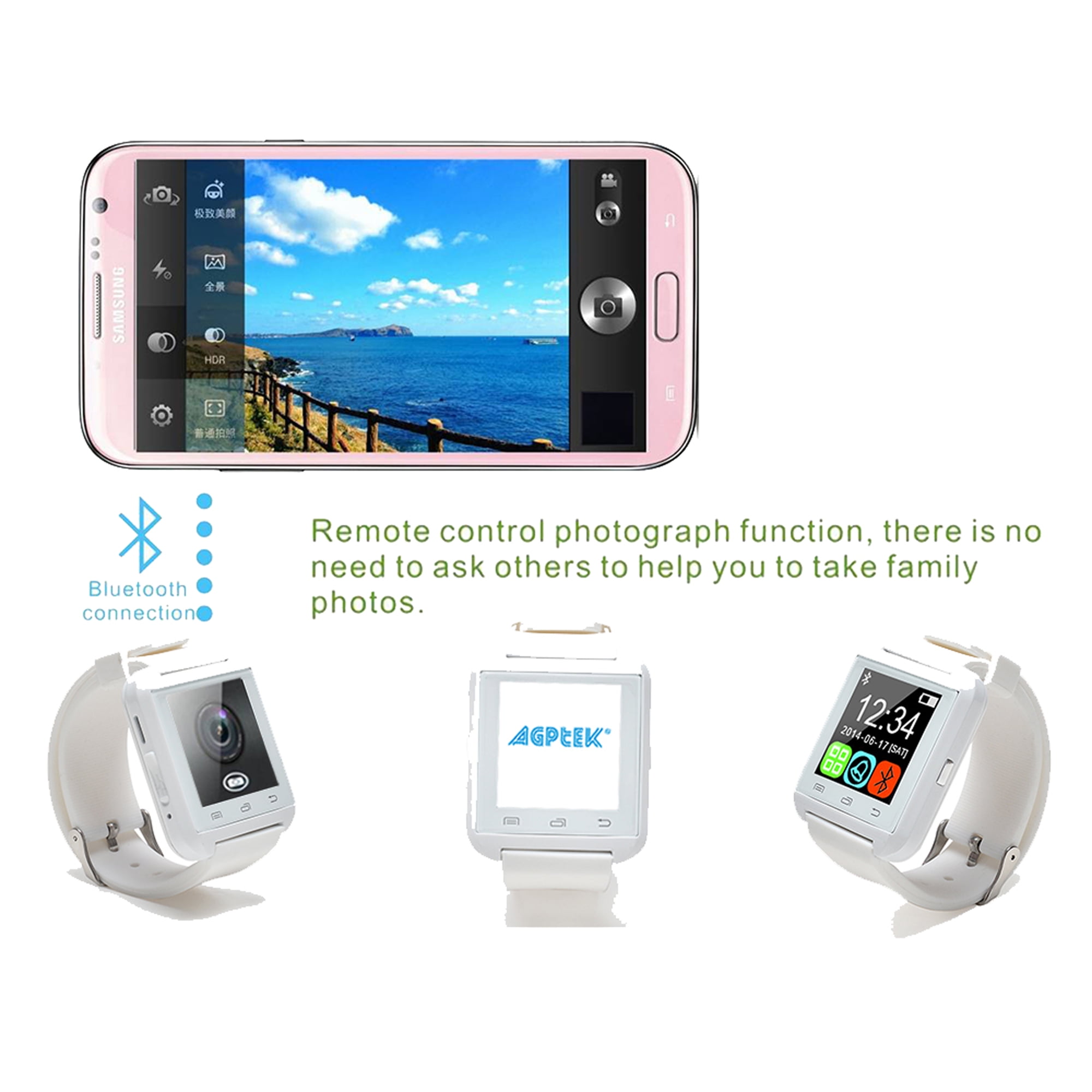 Phone Long Battery Life Android Phone agptek u8l bluetooth smartwatch wristwatch long battery life for iphone samsung android phones previous