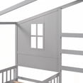 thumbnail image 2 of [Practical and Comfortable] Wood House Bed Twin Size - Gray, 2 Twin Beds with Fence & Slatted Frame, 2 of 13