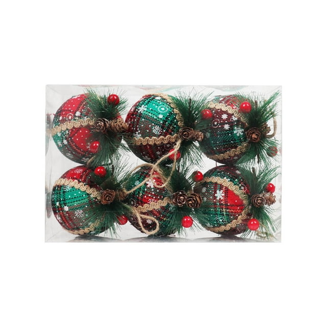 6 piezas de bolas de Navidad, adornos navideños hechos a mano, para colgar en interiores y exteriores, para fiestas, bodas, Halloween, Acción de Gracias, San Valentín.