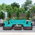 thumbnail image 3 of Gymax 6PCS Rattan Outdoor Sectional Sofa Set Patio Furniture Set w/ Turquoise Cushions, 3 of 10