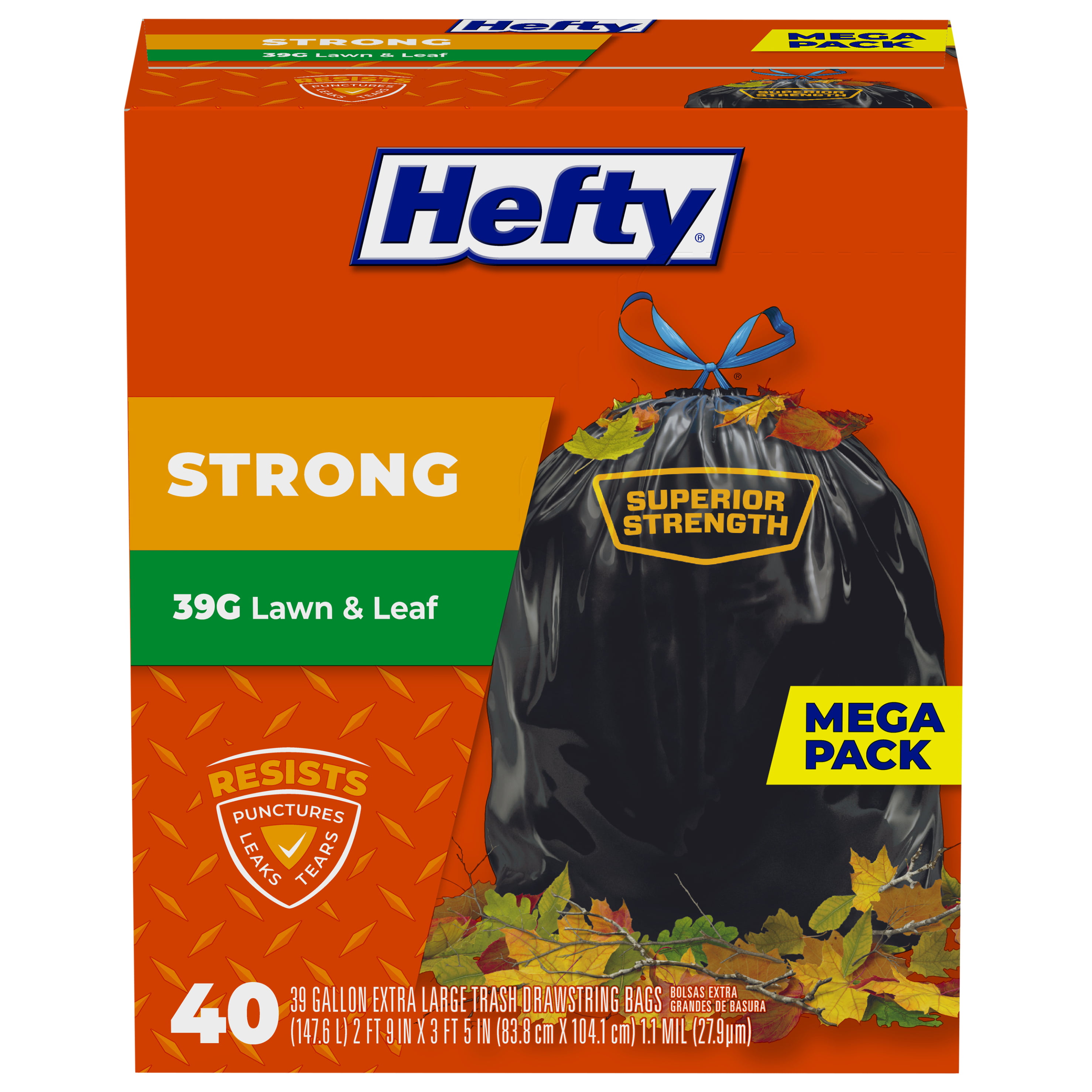38 Count 39 Gallon 114 Total 3 Pack Hefty Strong Lawn AND Leaf Trash Bags 