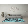 thumbnail image 3 of Ahgly Company Machine Washable Indoor Rectangle Abstract Turquoise Blue Modern Area Rugs, 5' x 7', 3 of 4