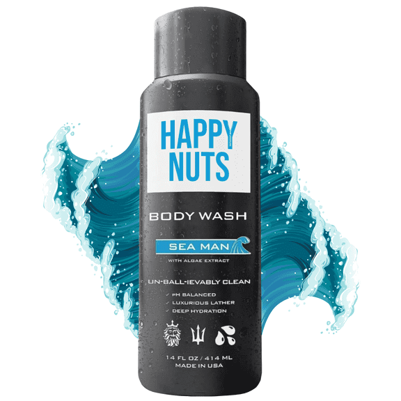 HAPPY NUTS Body and Nut Wash for Men - Seaman - Natural Men's Shower Gel - Ocean Body Wash