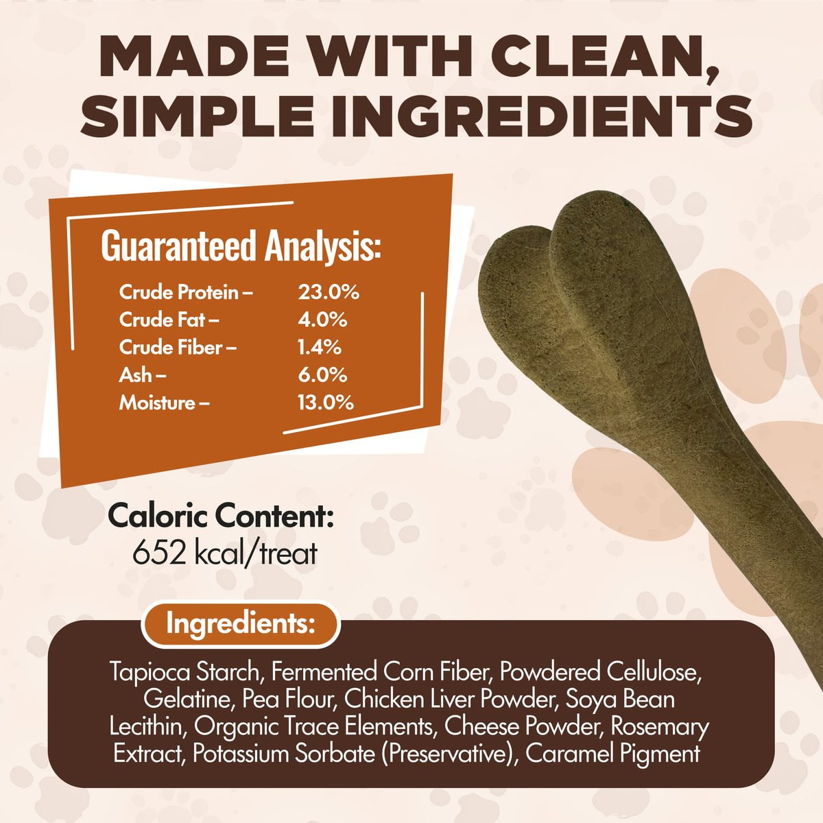 Scoochie Pet Chewka Cheese Flavored Plant-Forward Fully Digestible Dog Chew Bone, Large, 3CT