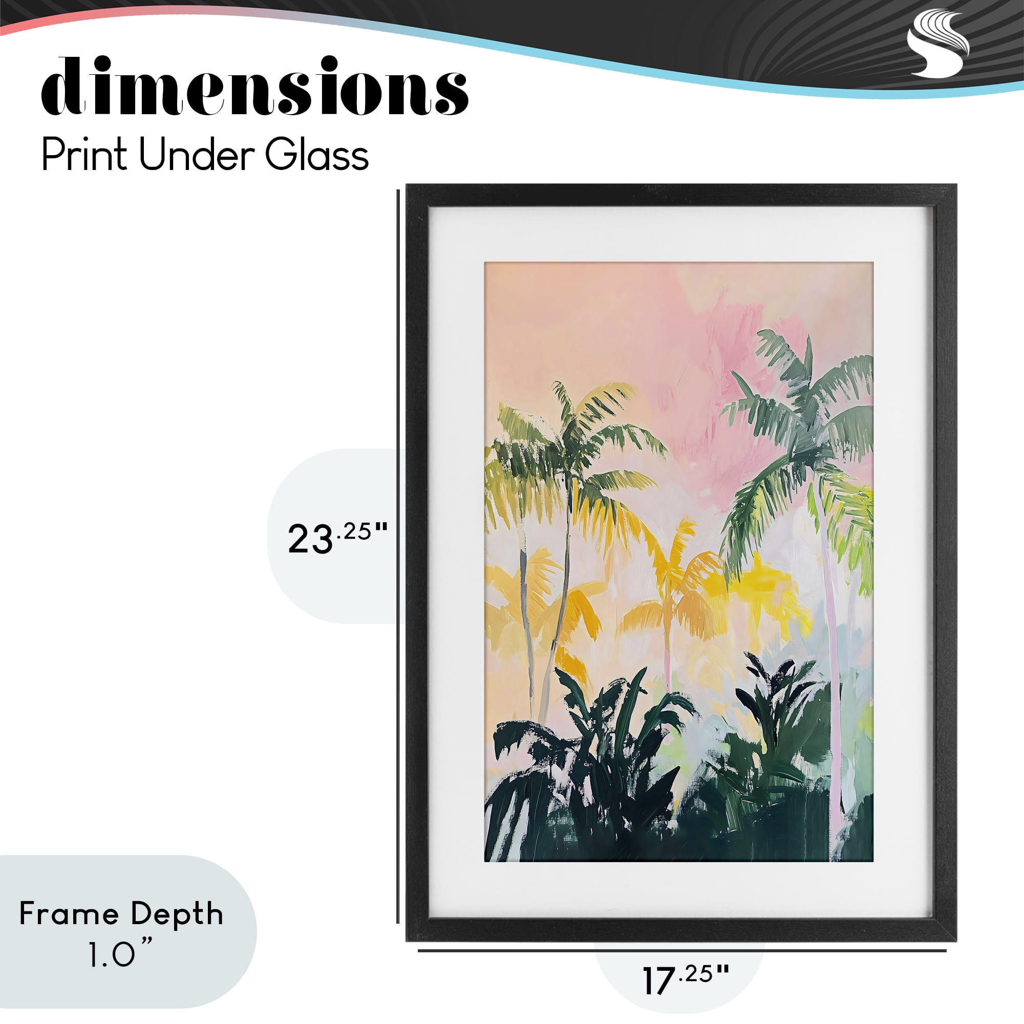 Stupell Industries Pastel Palms in Morning Glow Black Framed Print Under Glass, design by The Prints Vibe