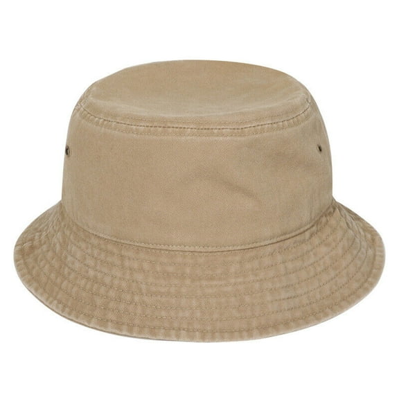 Stonewashed Cotton Bucket hat UV Sun Protection Breathable Beach Holiday Travel-Khaki