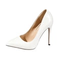 thumbnail image 6 of Stylago Women's Closed Pointed Toe High Heels Dress Wedding Pumps Shoes Leather Trendy Stiletto for Ladies Work Business Size 7 White, 6 of 7