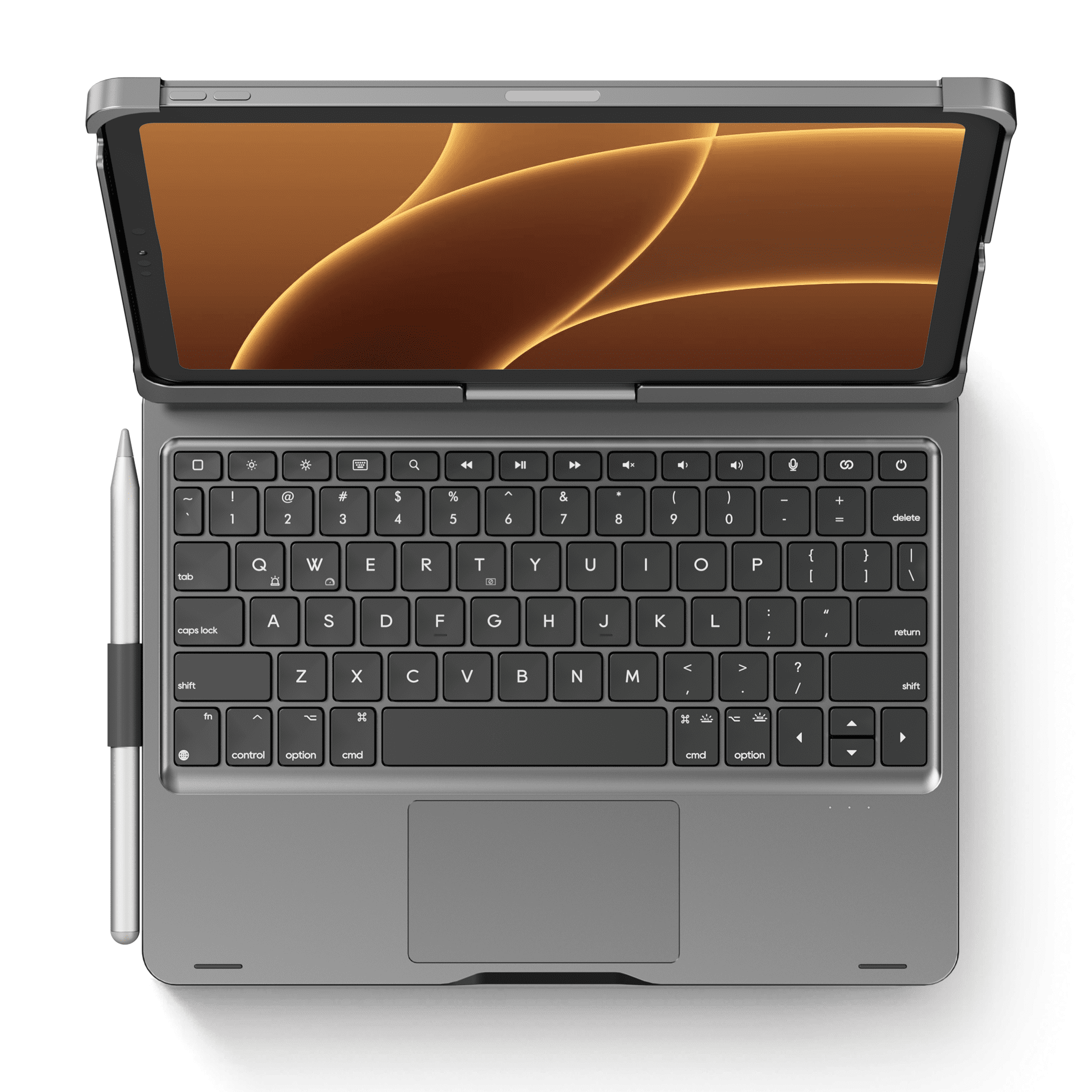pekarejue Wireless Keyboard Case Compatible with Apple iPad Air 11-inch (M3 M4 M2) & iPad Air 5th 4th & iPad Pro 11-inch (4th-1st Gen): Rotatable Pencil Holder Trackpad Backlit Space Grey