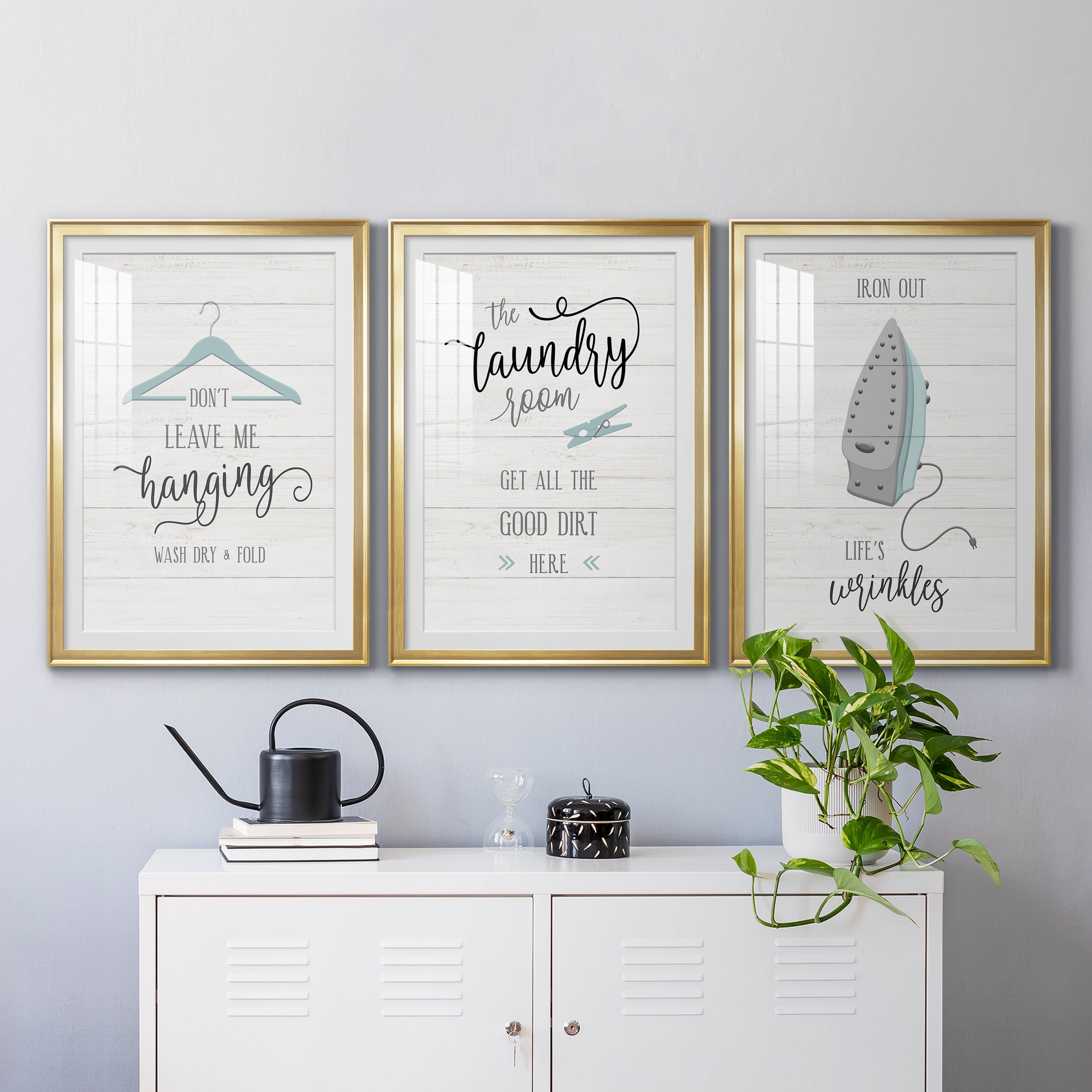 Don't Leave Premium Framed Prints Set of 3 - Ready to Hang - 26.5 x 36.5 Each - Gold Frame
