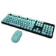 thumbnail image 3 of Combo de teclado y mouse inalámbricos, modo inalámbrico de 2.4 G, teclado retro punk de fácil manejo con mouse para juegos ajustable de 3 DPI, color azul combinado, 3 of 15
