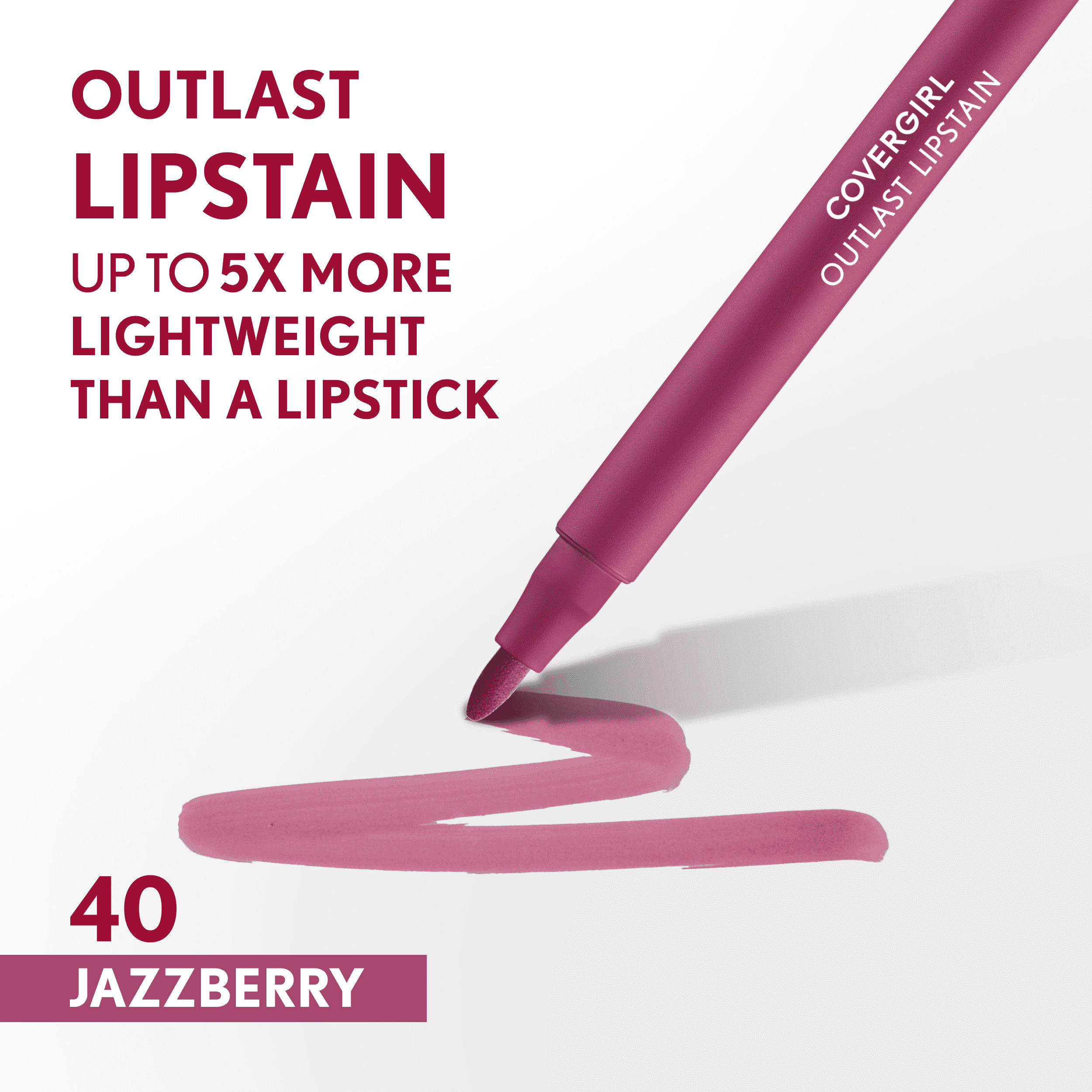 (2 pack) COVERGIRL Outlast Lipstain, 40 Jazzberry, Pink, 0.05 fl oz