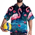 thumbnail image 4 of Flamingo Tropical Rainforest Men's Short Sleeve Poplin Shirt, Casual Printed Button Down, Summer Beach Hawaiian Shirts, Unisex, 4 of 6
