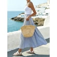 thumbnail image 4 of Womens Blue And White Striped A-Line Front Button Maxi Skirt, 4 of 6