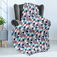 thumbnail image 4 of Flamingo Soft Flannel Fleece Blanket, Horizontal Triangles Geometrical Frames with Exotic Beach Elements Mosaic Design, Cozy Plush for Indoor and Outdoor Use, 60" x 80", Multicolor, by Ambesonne, 4 of 5