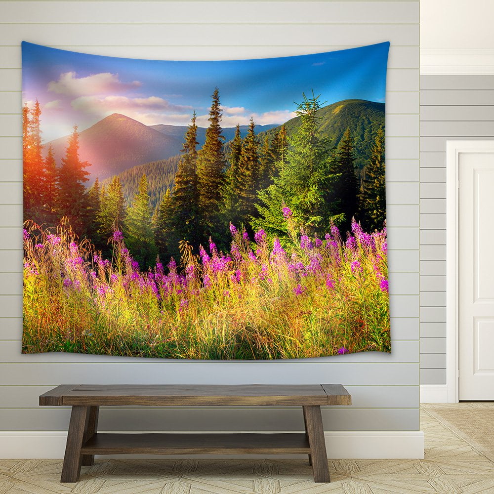 Landscape View of the Mountains and Night Sky Fabric Tapestry 51x60 Wall26