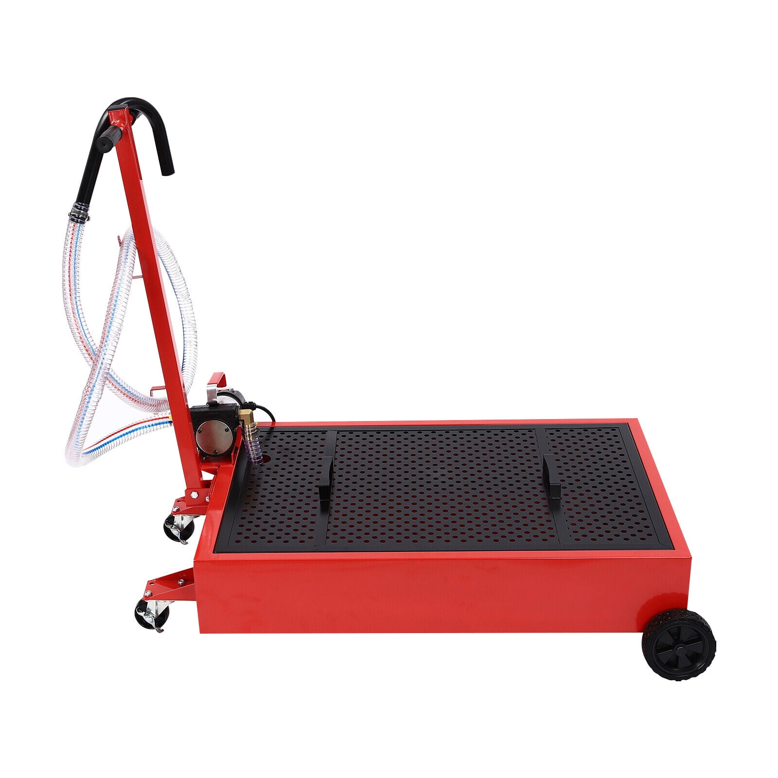 20Gal Low Profile Oil Drain Pan 20 Gallon Oil Drain Pan with 120W Electric Pump 8ft (Red, Black)