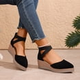 thumbnail image 3 of Rokment Platform Wedges Sandals for Women Strappy Suede Closed Pointed Toe Espadrilles Chunky High Heels 2026 Beach Fashion Casual Dress Shoes Black Size 6, 3 of 6