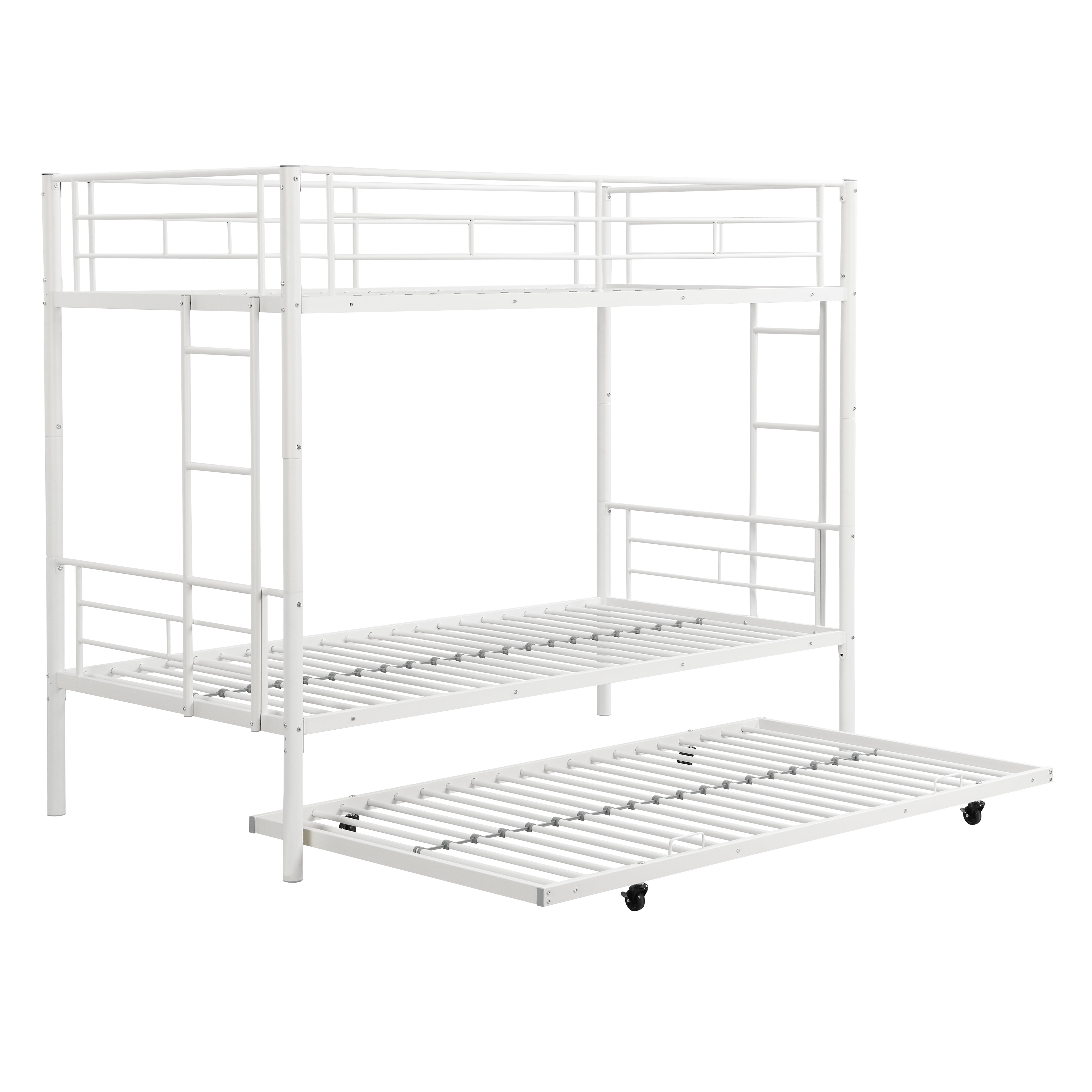 Metal Bunk Bed With Trundle White