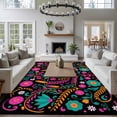 thumbnail image 3 of Large Area Rugs for Living Room Bedroom, Colorful Mexico 6'x9' Rug Washable Carpet Runner Indoor Outdoor, Modern Abstract Flowers Leaf Orange Pink Non Slip Floor Mats Rug for Kitchen, Playroom, 3 of 8