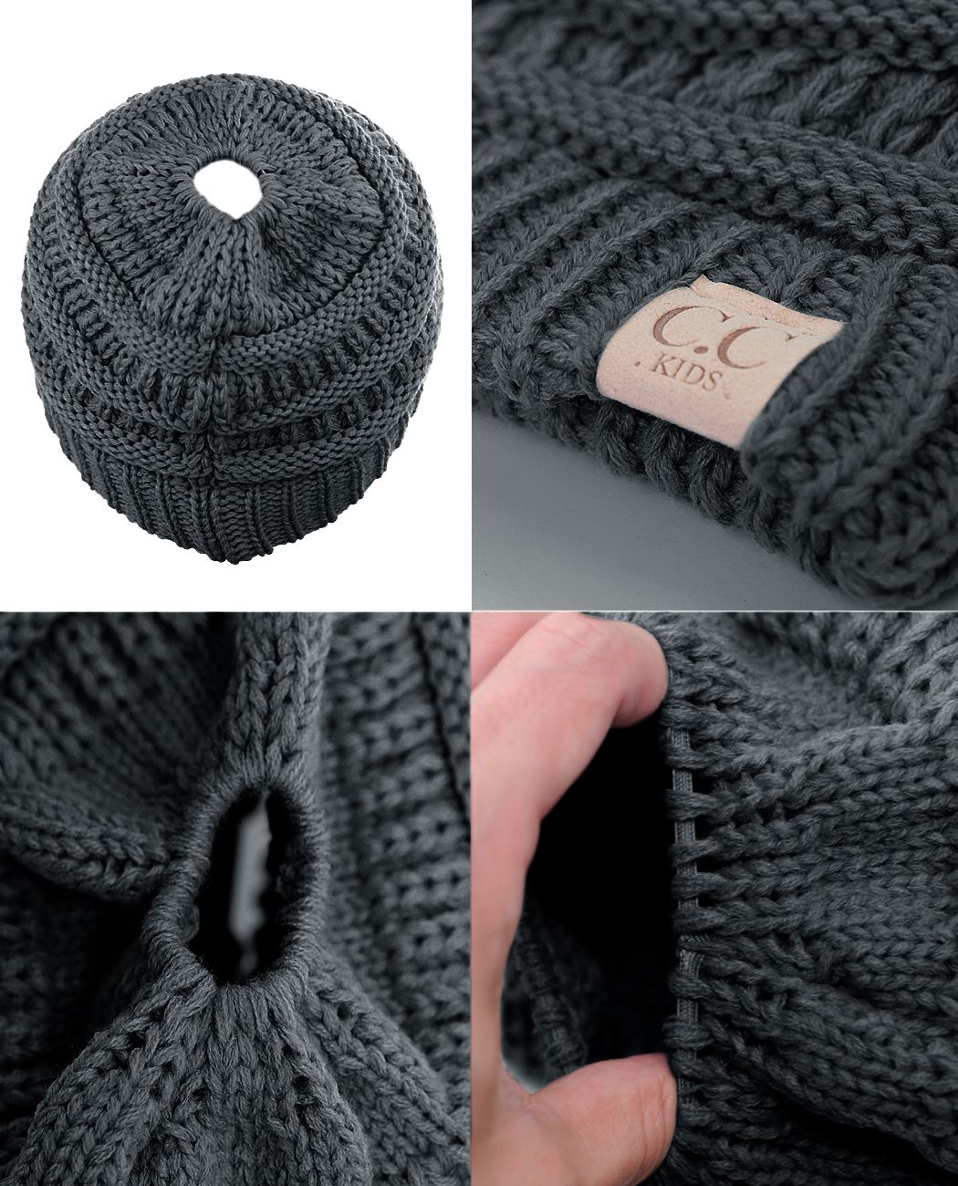 High Bun Ponytail Beanie Hat 