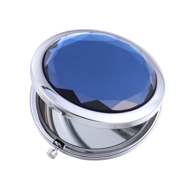 EeaseCA Crystal Mirror Folding Double-sided Makeup Mirror Portable Cosmetic Mirror (Blue)